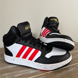 Adidas Hoops 3.0 Mid GS White Red Black HR0227 Size 5Y | Fits Women's 6.5 - 7